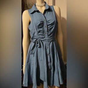 CBR Blue Button-Down Midi Dress